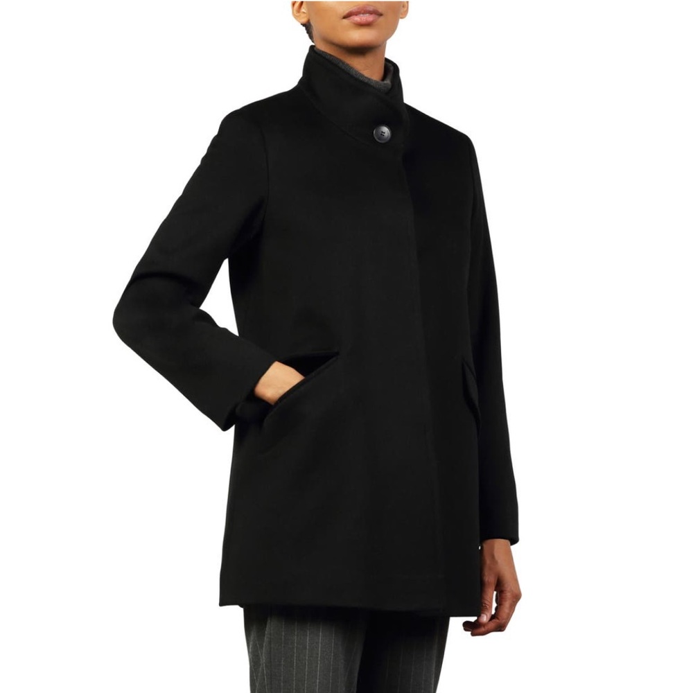 Fleurette Black Stand-Collar Wool Car Coat NWT Women’s Size 10